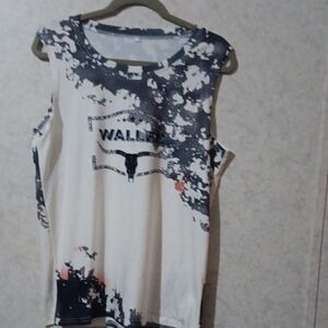 Black and White Graphic Muscle Tee Like New. High Quality. Rock Band Collectible